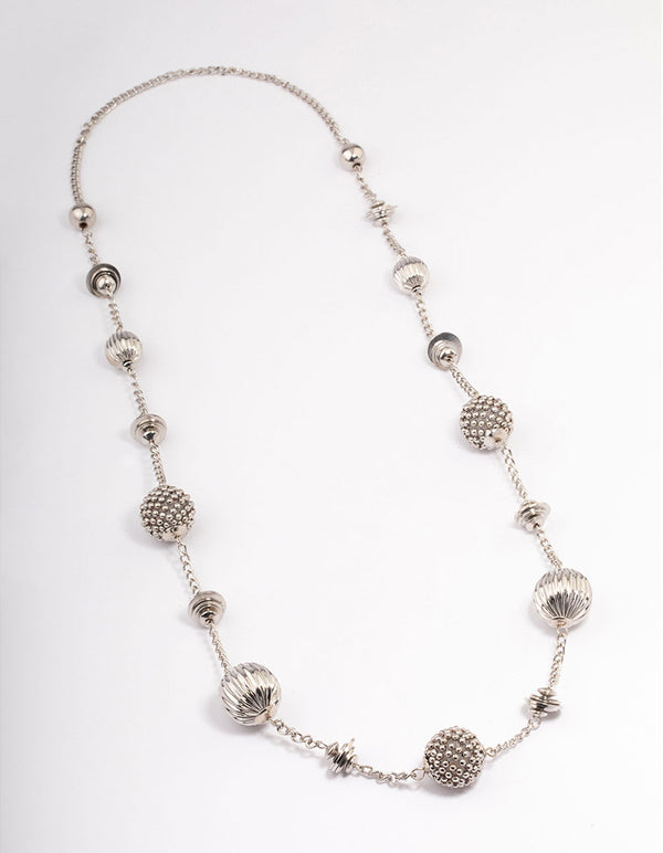 Silver Short Texture Multi Round Necklace