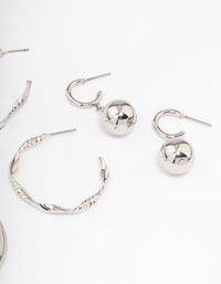 Silver Twisted Hoop Earrings Pack - link has visual effect only