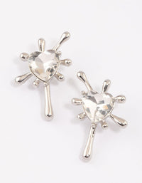 Silver Heart Splash Stud Earrings - link has visual effect only