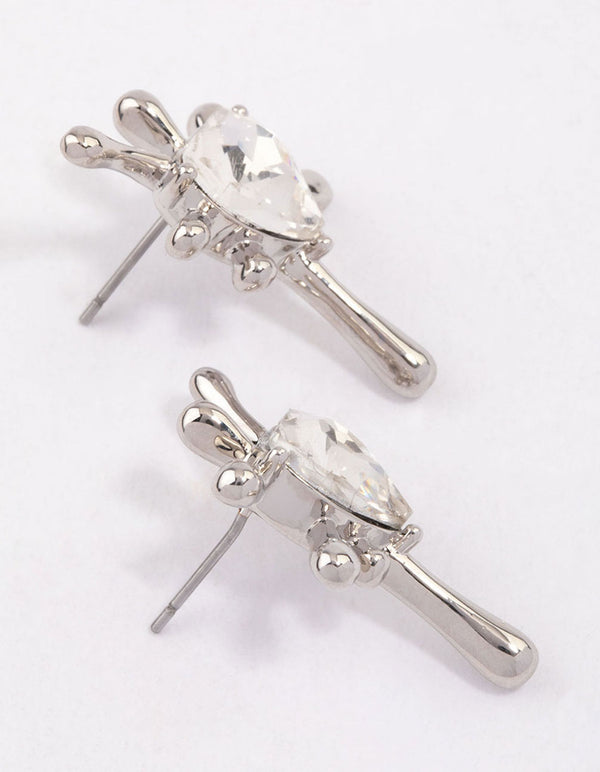Silver Heart Splash Stud Earrings