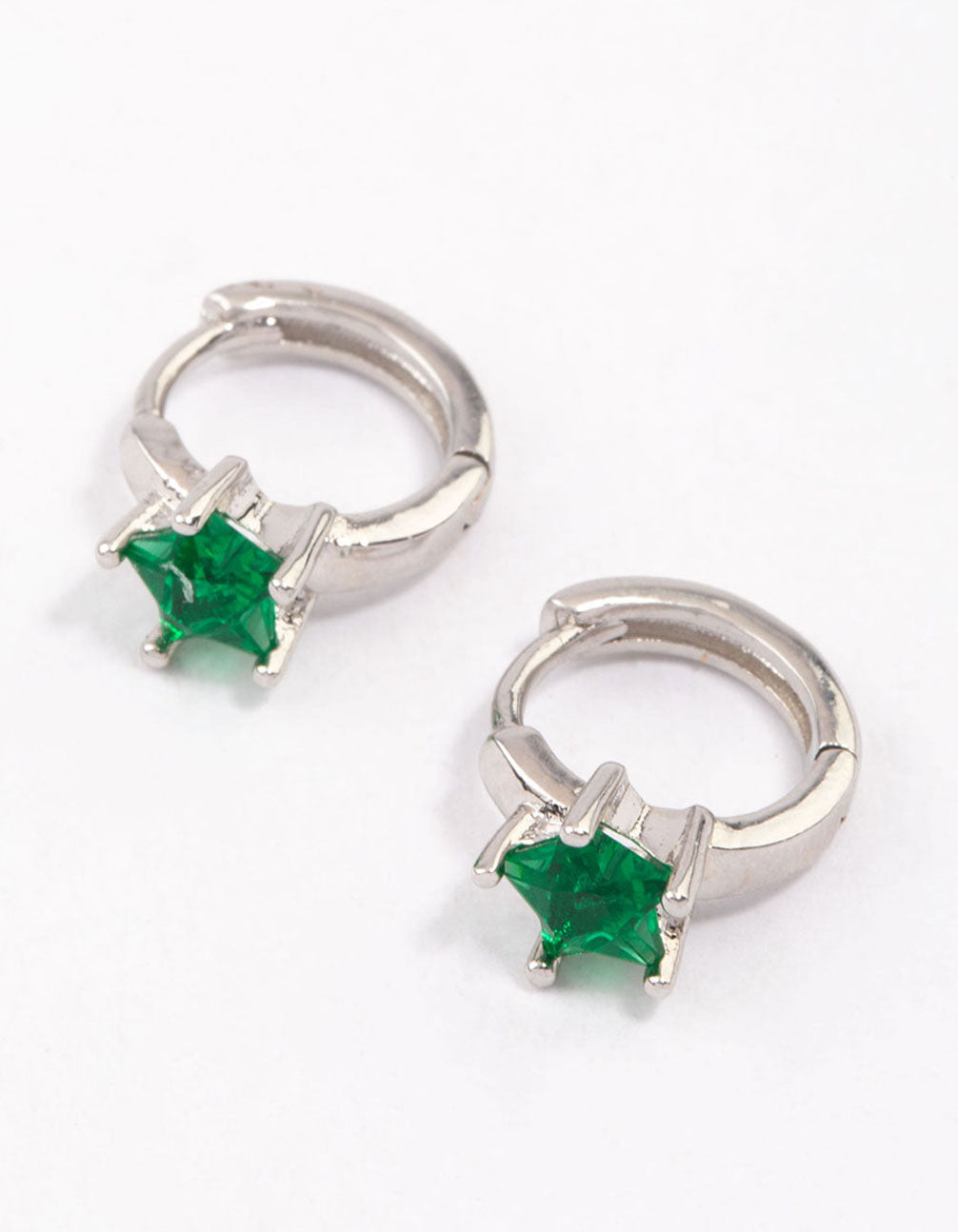 Silver Small Star Diamante Hoop Earrings