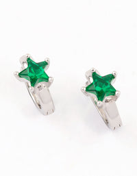 Silver Small Star Diamante Hoop Earrings - link has visual effect only