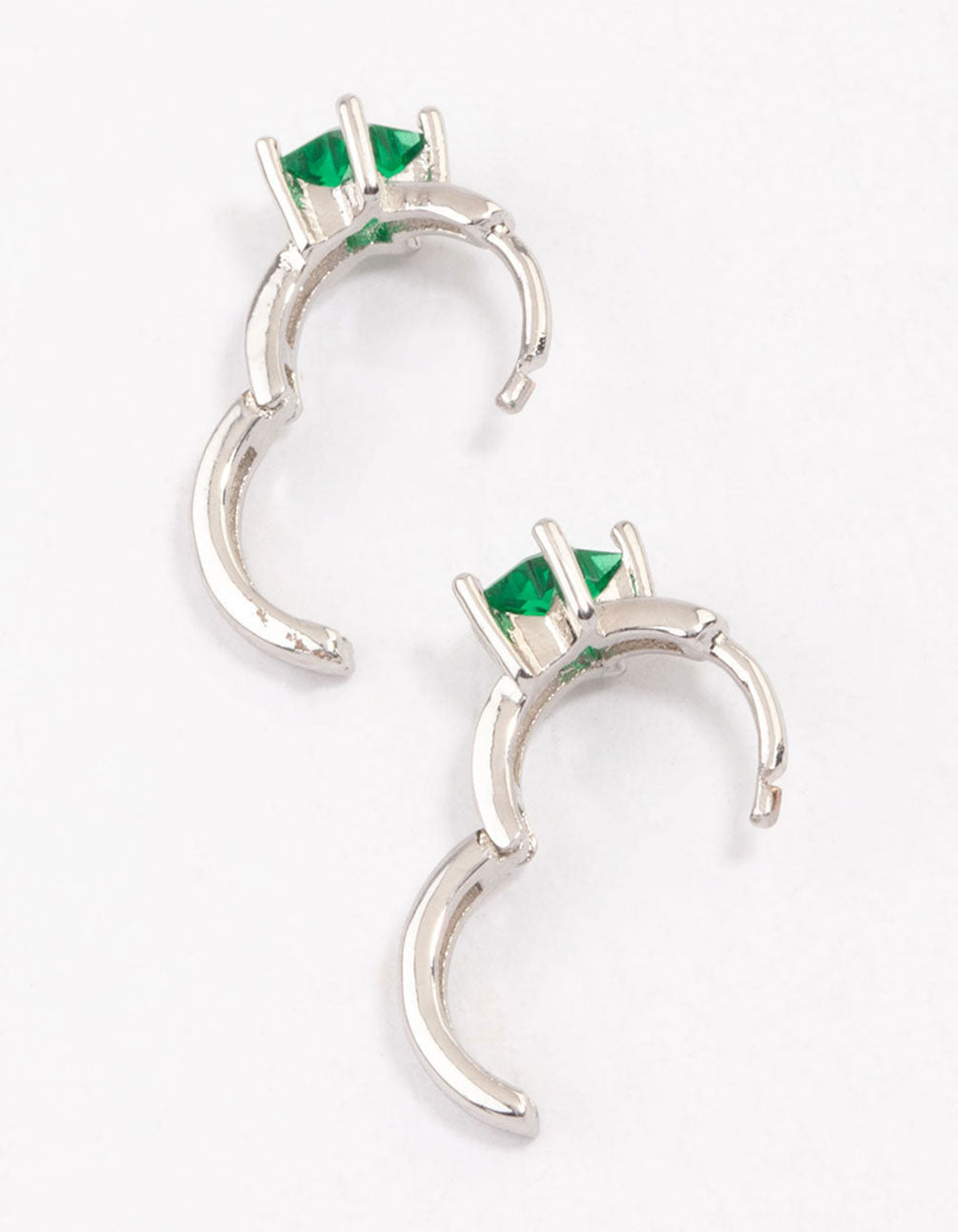 Silver Small Star Diamante Hoop Earrings