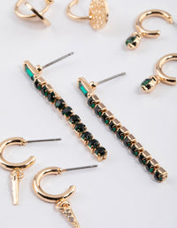 Gold Cup Chain Diamante Drop Earrings 4-Pack - link has visual effect only