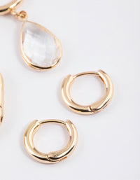 Gold Simple Diamante Teardrop Earrings Pack - link has visual effect only