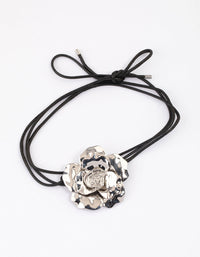 Silver Flower Cord Choker - link has visual effect only