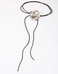 Rhodium Flower Cord Choker - link has visual effect only