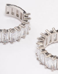 Silver Cubic Zirconia Baguette Hoop Earrings - link has visual effect only