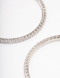 Silver  Fine Minimal Cubic Zirconia Hoop Earrings - link has visual effect only