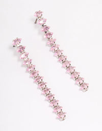 Silver Cubic Zirconia Marquise Square Drop Earrings - link has visual effect only