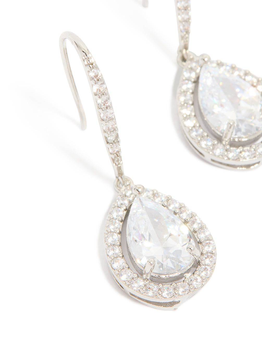 Silver Cubic Zirconia Teardrop Earrings