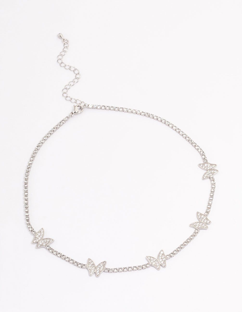 Silver Cubic Zirconia Butterfly Choker