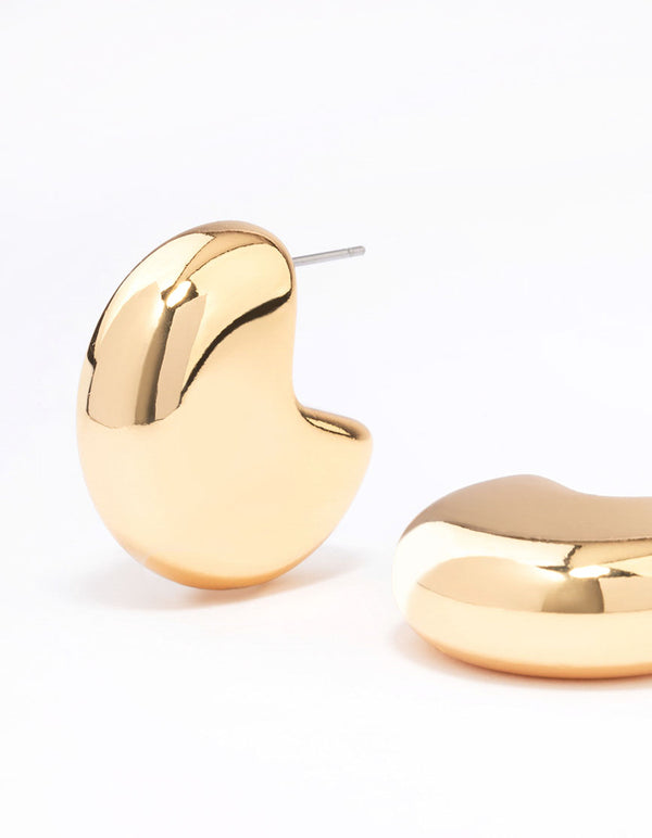 Gold Plated Chunky Disc Hoop Earrings