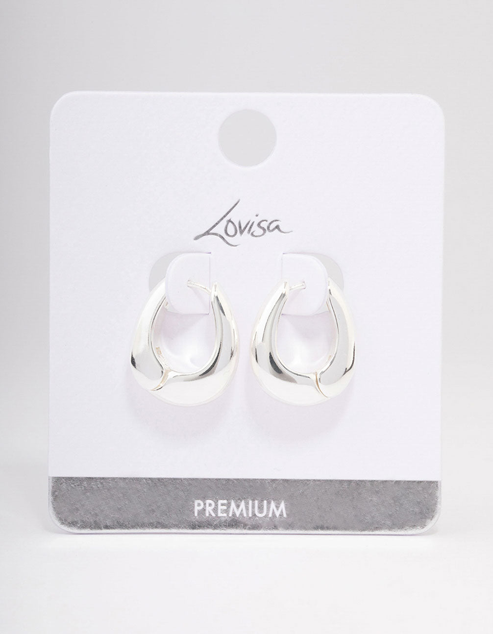 Silver Plated Chunky Oval Huggie Earrings