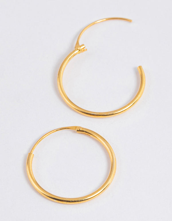 Gold Plated Sterling Silver Hoop Earrings 16mm