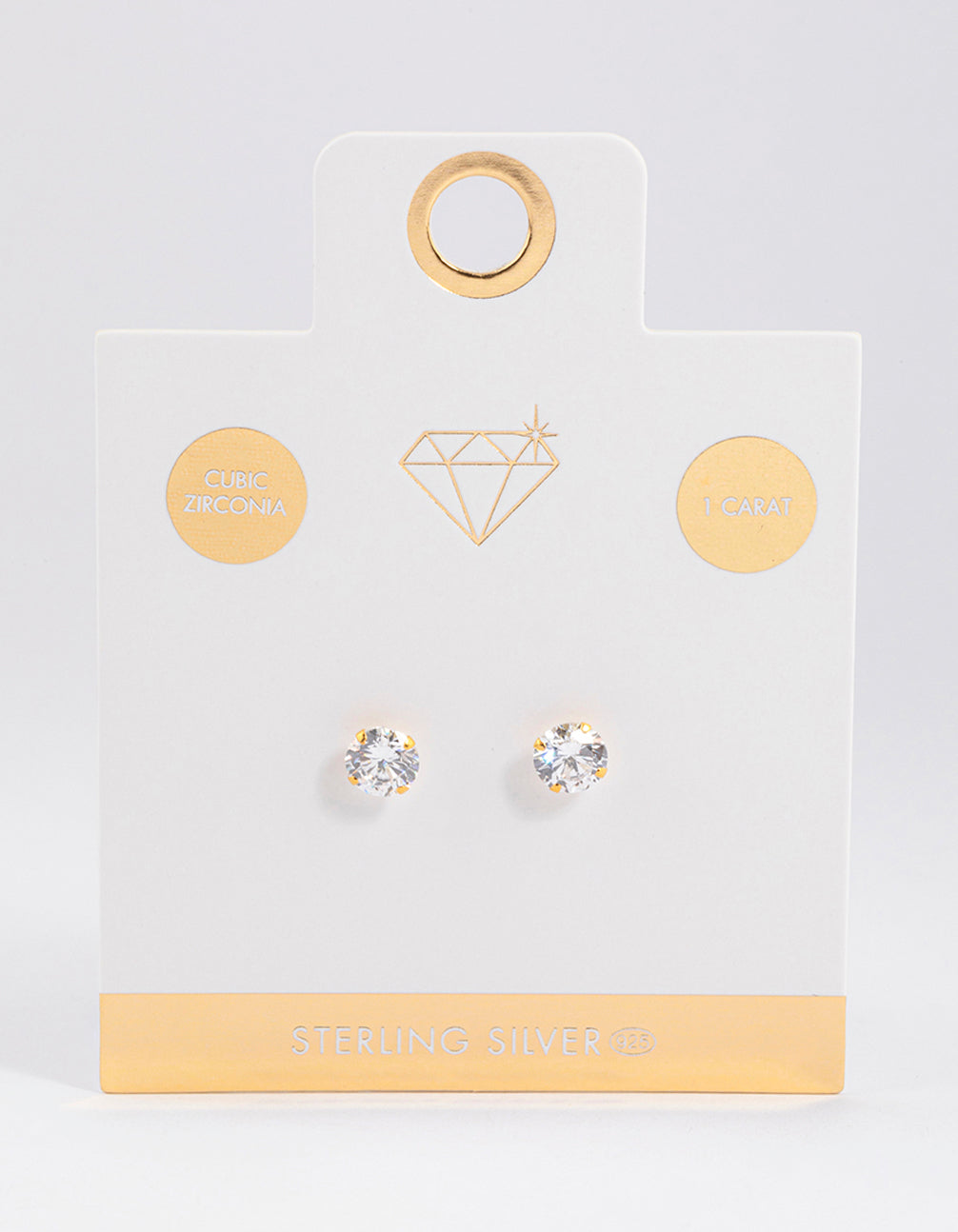 Gold Plated Sterling Silver Cubic Zirconia Stud Earrings