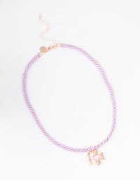 Rose Gold Twisted Cord Pearly Flower Necklace - link has visual effect only