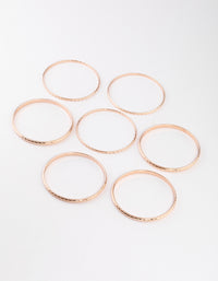 Rose Gold Textured Bangle 7-Pack - link has visual effect only