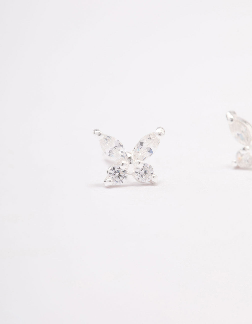 Sterling Silver Cubic Zirconia Butterfly Stud Earrings