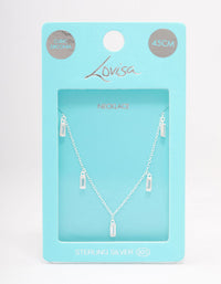Sterling Silver Baguette Drop Pendant Necklace - link has visual effect only
