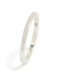 Sterling Silver Cubic Zirconia Pave Band Ring - link has visual effect only