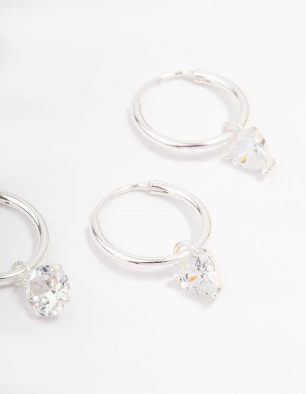 Sterling Silver Cubic Zirconia Hoop Earring Pack