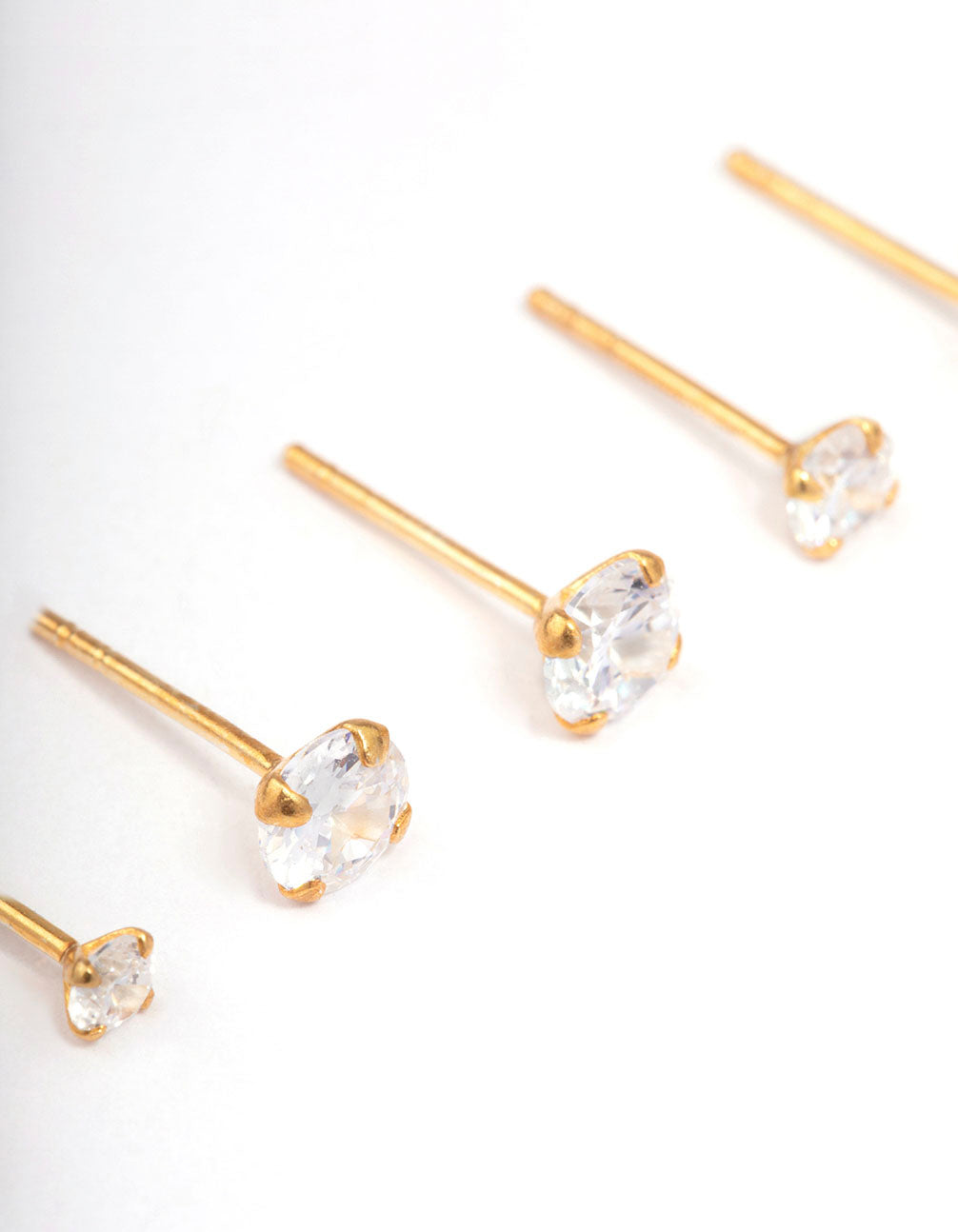 Gold Plated Sterling Silver Crystal Cubic Zirconia Earring 3-Pack