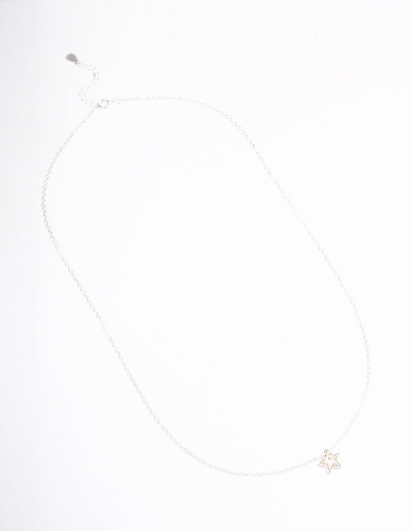 Sterling Silver Open Star Pendant Necklace