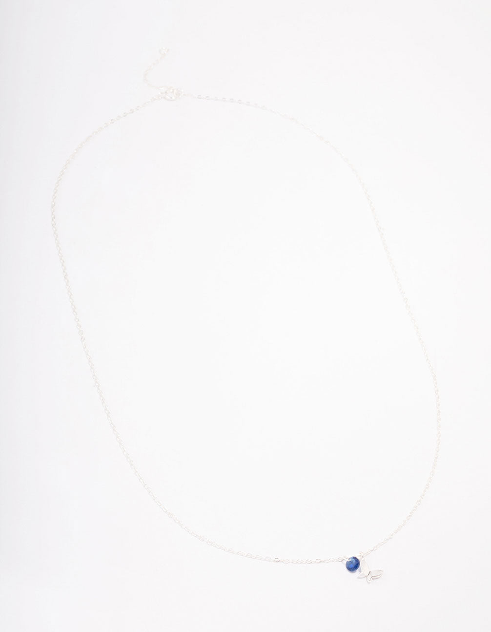 Sterling Silver Blue Stone Butterfly Pendant Necklace