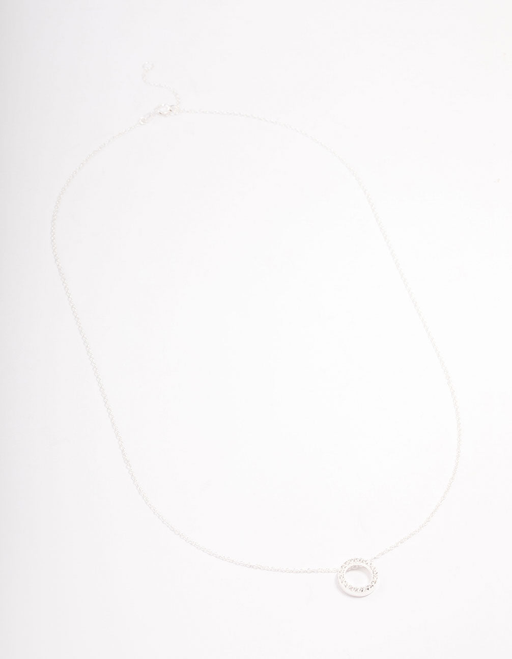 Sterling Silver Pave Circle Pendant Necklace
