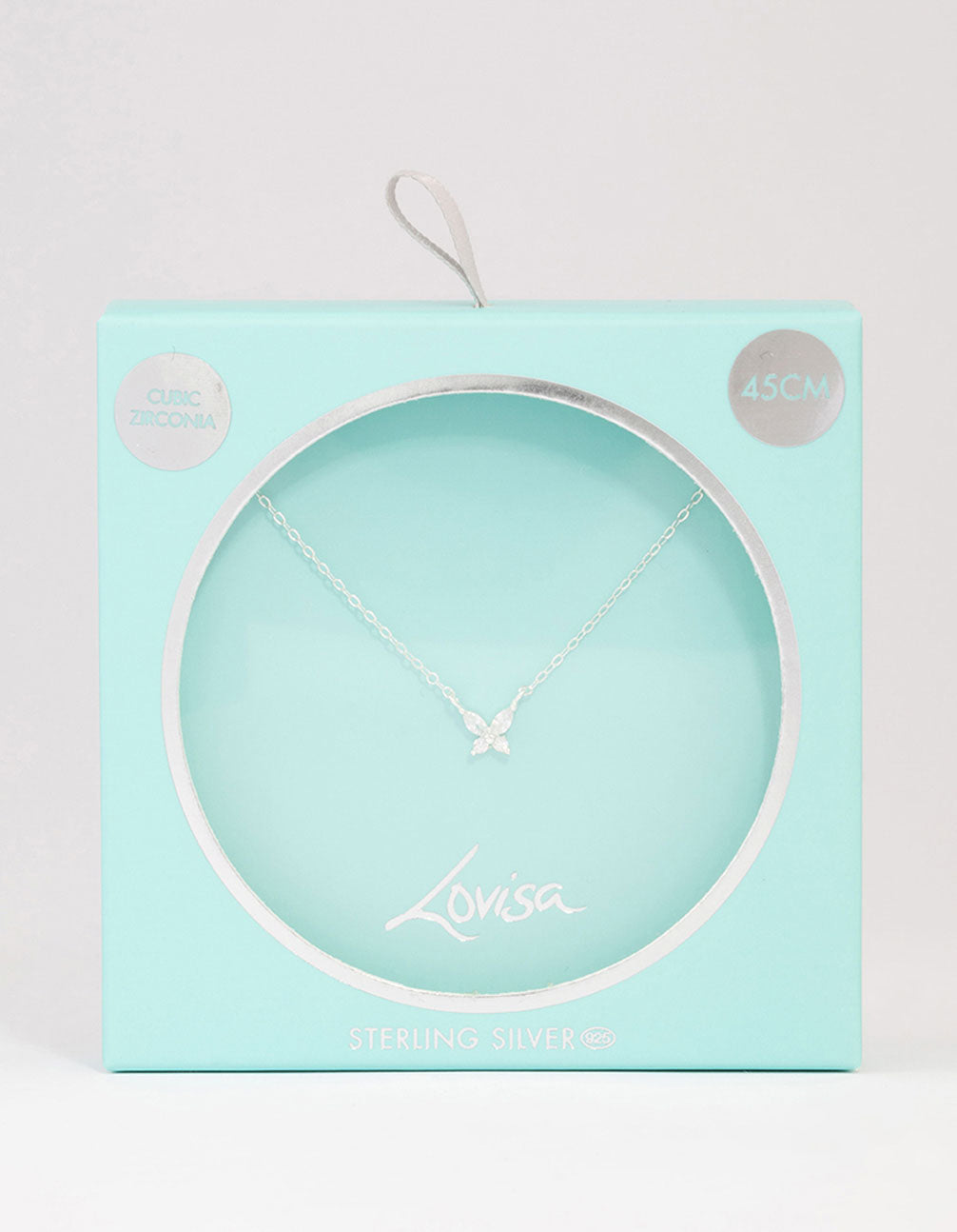 Sterling Silver Cubic Zirconia Butterfly Pendant Necklace