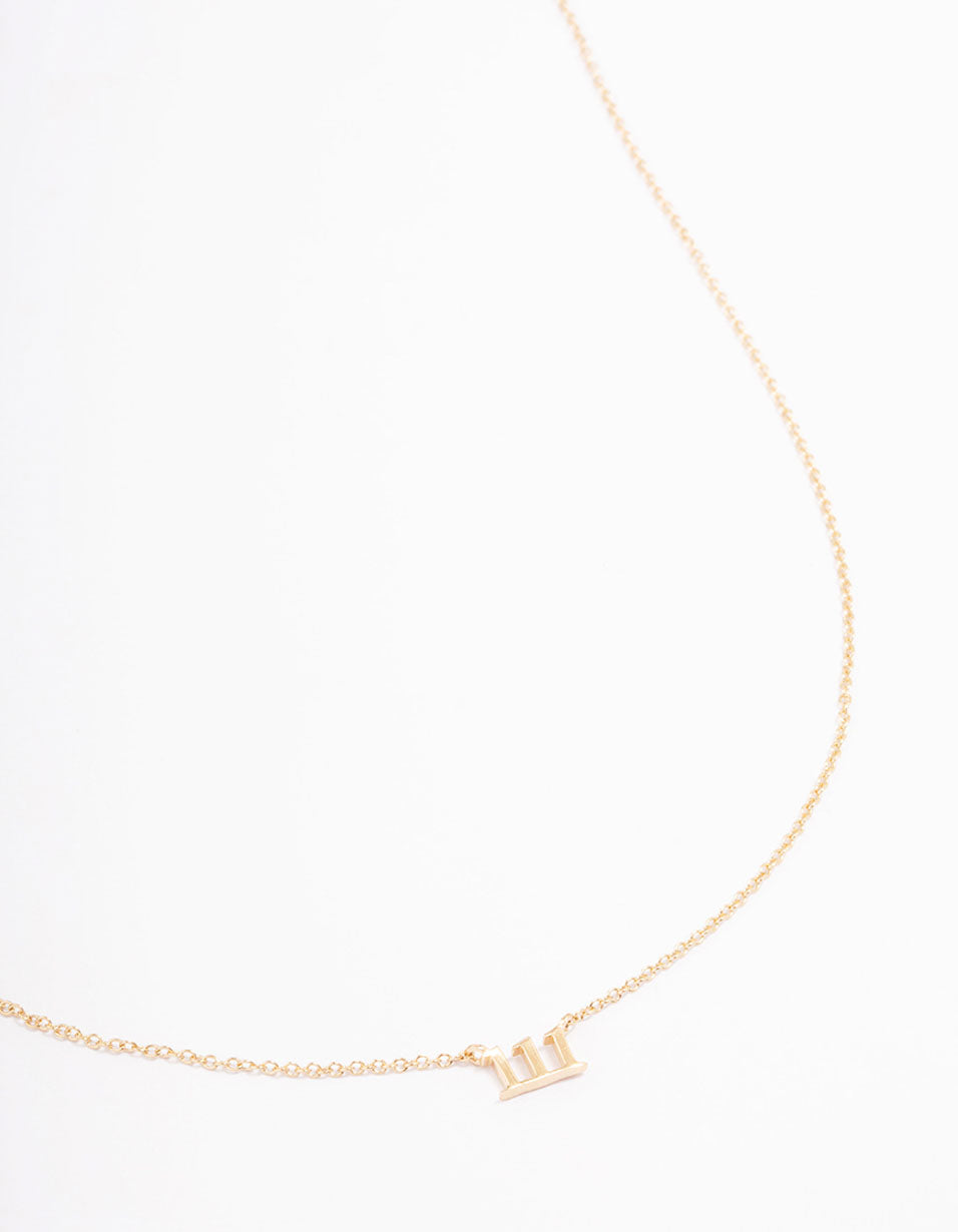Gold Plated Sterling Silver 111 Angel Number Pendant Necklace