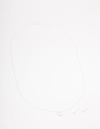 Sterling Silver Cubic Zirconia Princess Jewellery Set - link has visual effect only