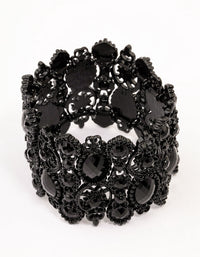 Black Lace Pattern & Diamante Stretch Bracelet - link has visual effect only