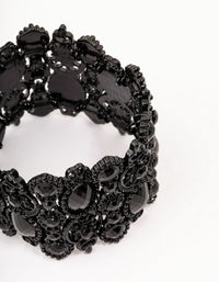 Black Lace Pattern & Diamante Stretch Bracelet - link has visual effect only