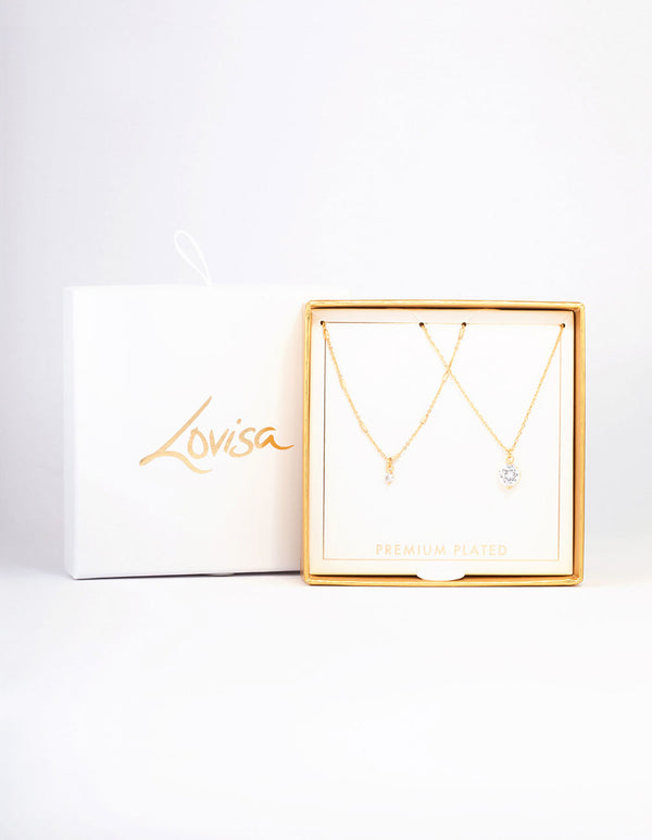 Gold Plated Delicate Cubic Zirconia Necklace Pack