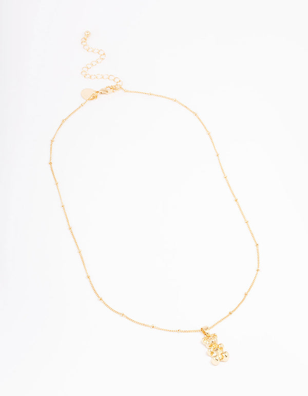 Gold Plated Bear Ball Short Necklace
