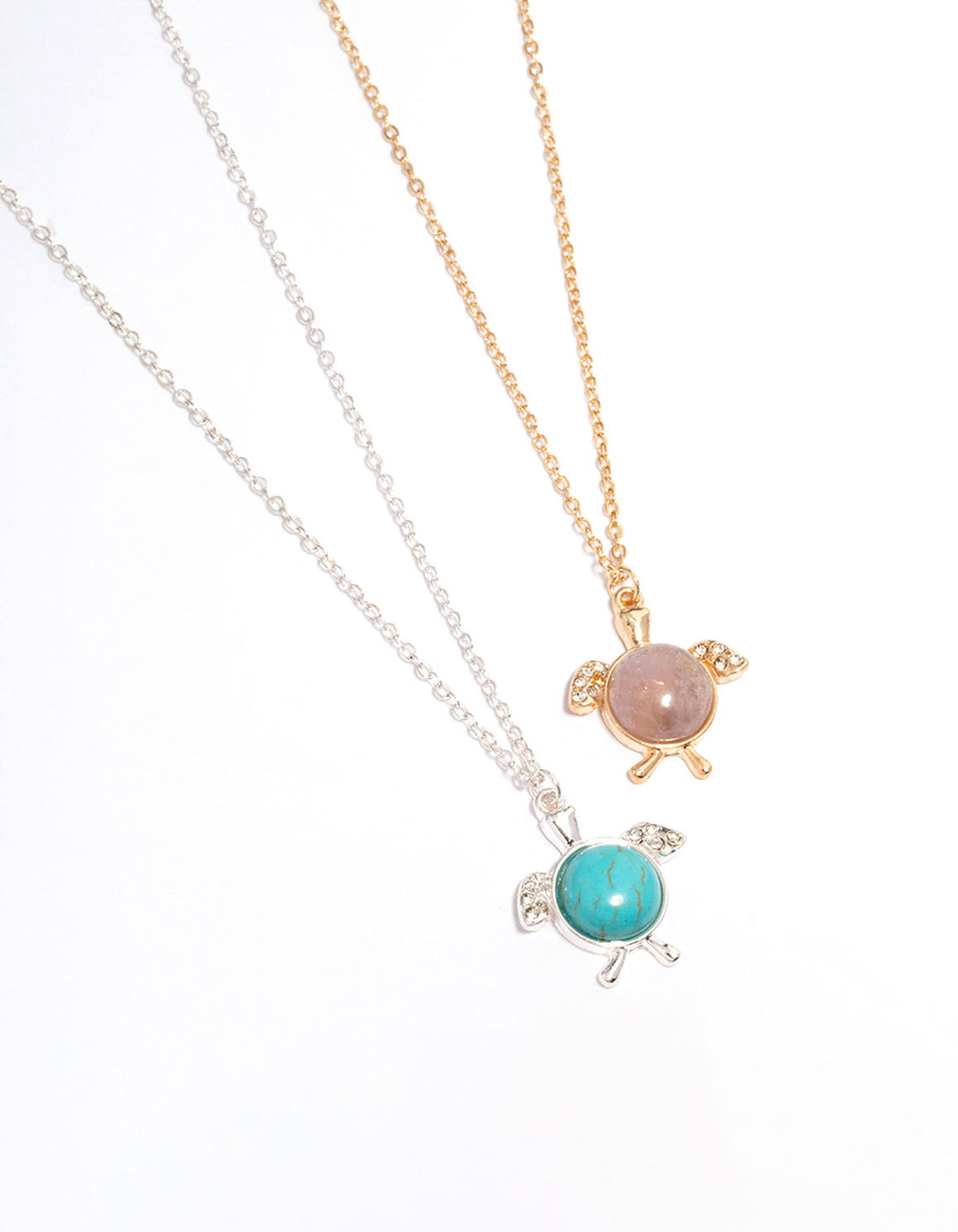 Mixed Metal Turquoise & Amethyst Turtle Necklace Pack