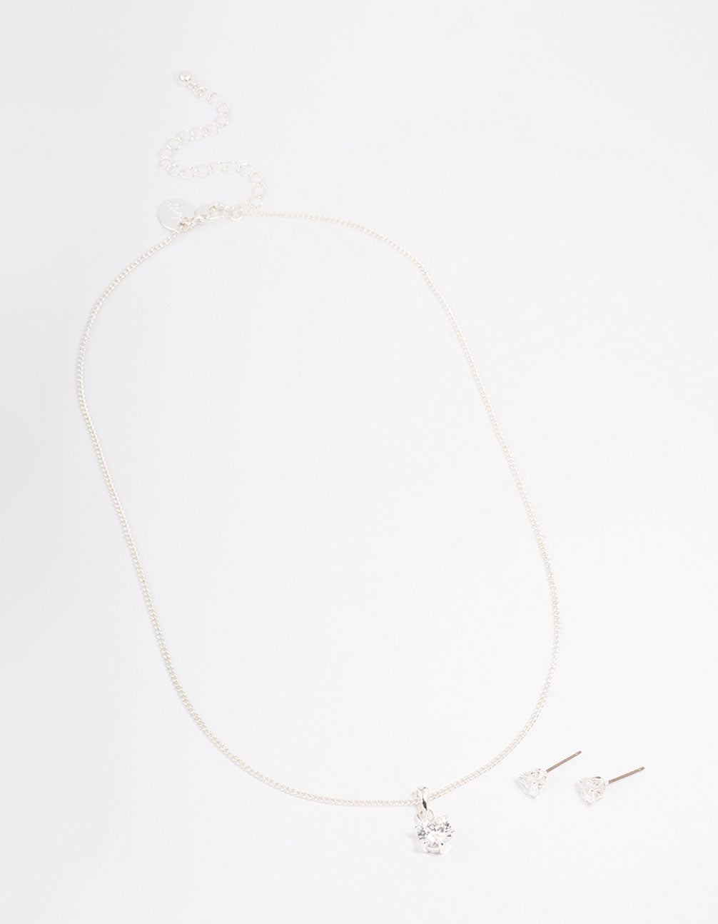 Silver Plated Cubic Zirconia Solitaire Jewellery Set