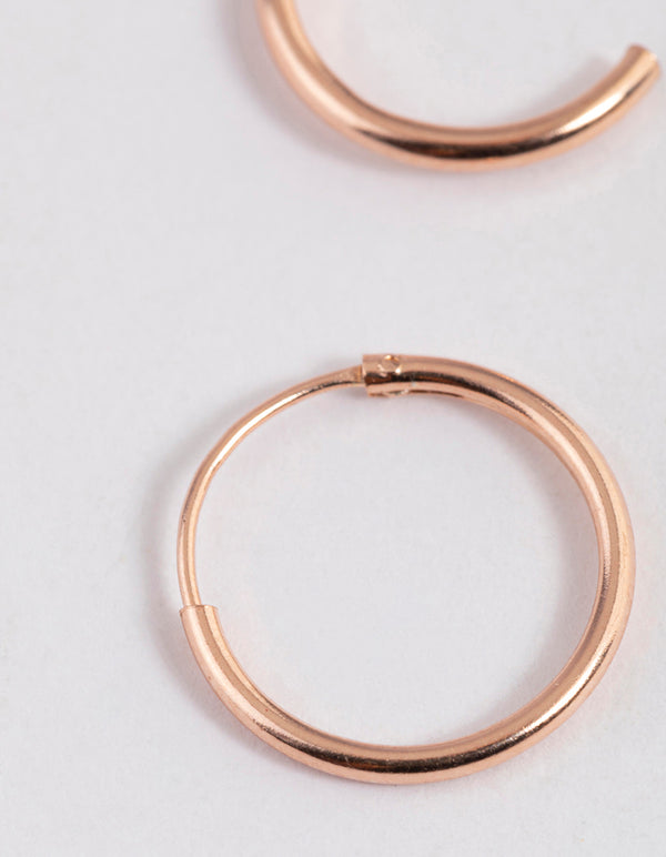 Rose Gold Plated Sterling Silver Hoop Earrings 12mm