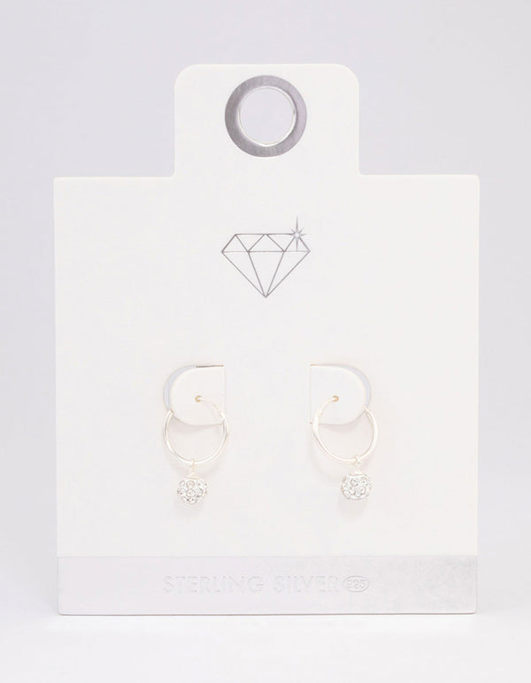 Sterling Silver Crystal Hoop Earrings 12mm