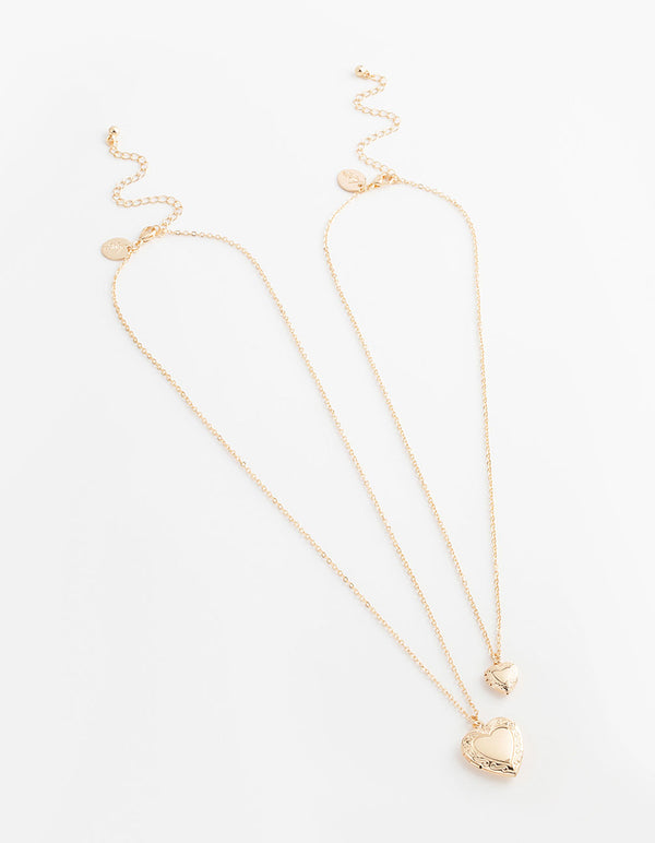 Gold Filigree Heart Locket Necklace Pack