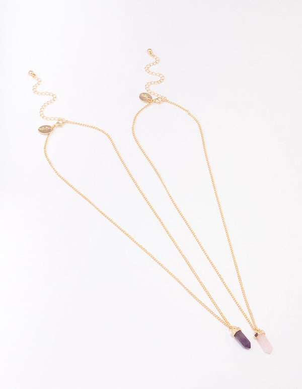 Gold Semi-Precious Mini Shard Necklace Pack