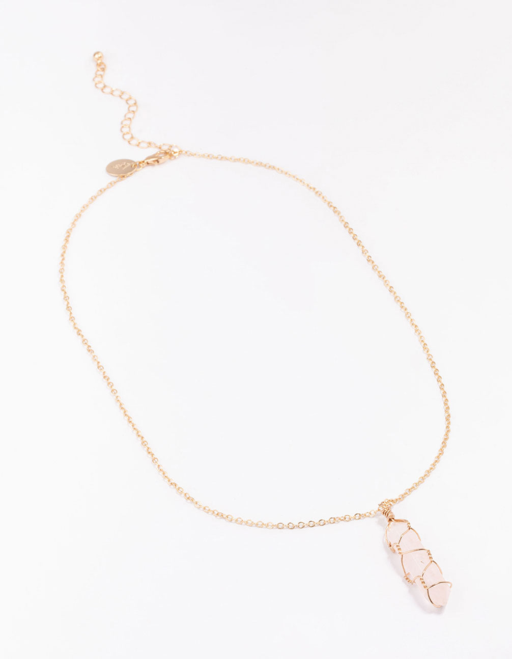Gold Clear Quartz Wire Shard Pendant Necklace