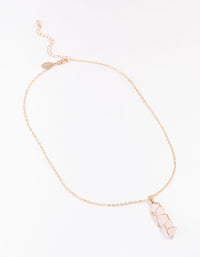 Gold Clear Quartz Wire Shard Pendant Necklace - link has visual effect only