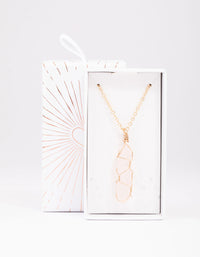 Gold Clear Quartz Wire Shard Pendant Necklace - link has visual effect only