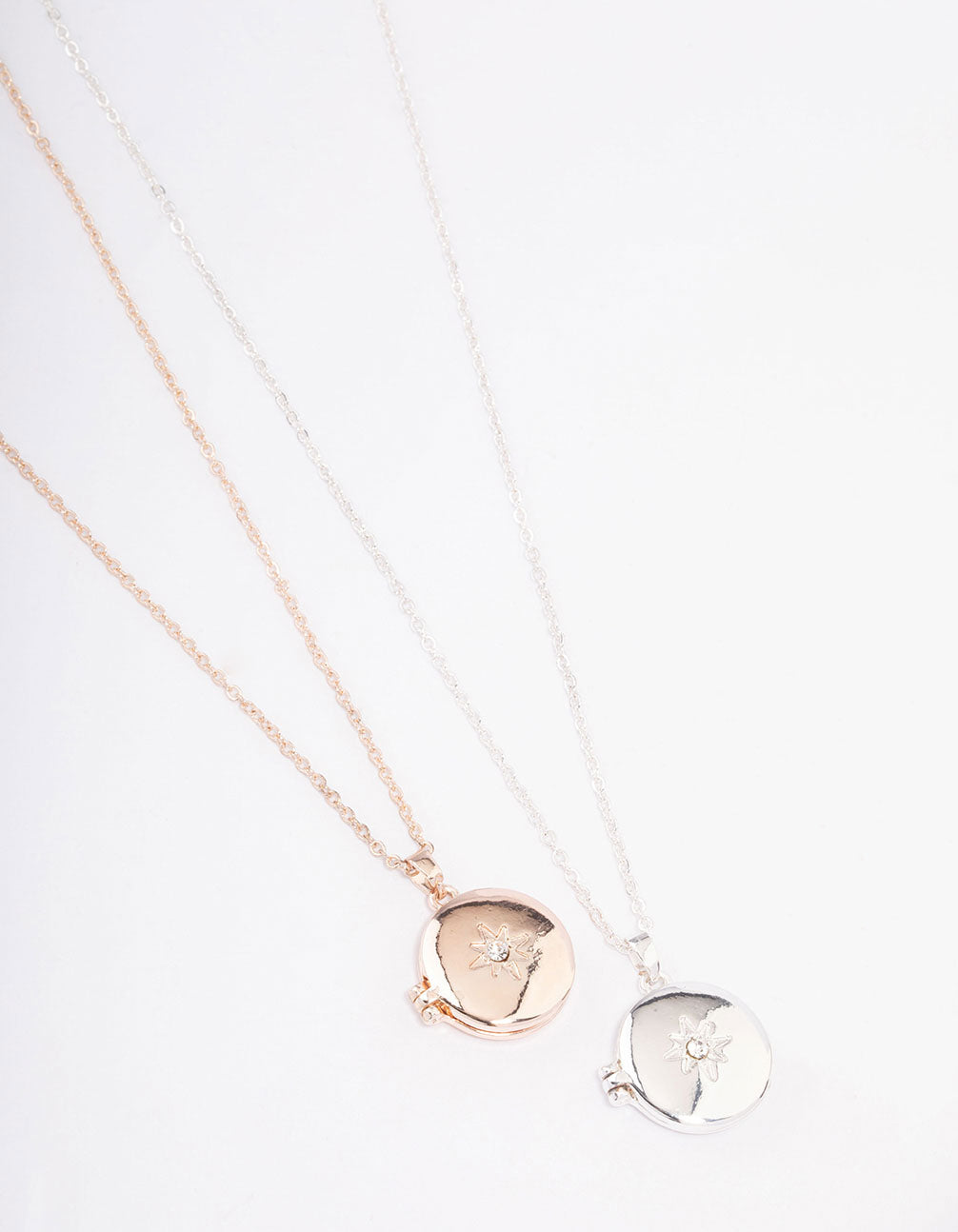 Mixed Metal Star Diamante Locket Necklace Pack