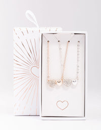 Mixed Metal Pave & Polished Heart Necklace Pack - link has visual effect only