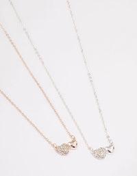 Mixed Metal Pave & Polished Heart Necklace Pack - link has visual effect only