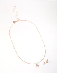 Rose Gold Cubic Zirconia Solitaire Jewellery Set - link has visual effect only